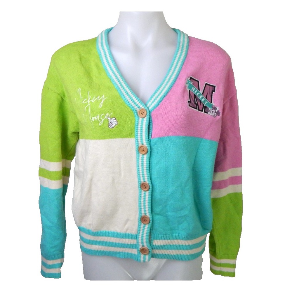 Her Universe Disney Cardigan Mickey Mouse Color Block Embroidered Button